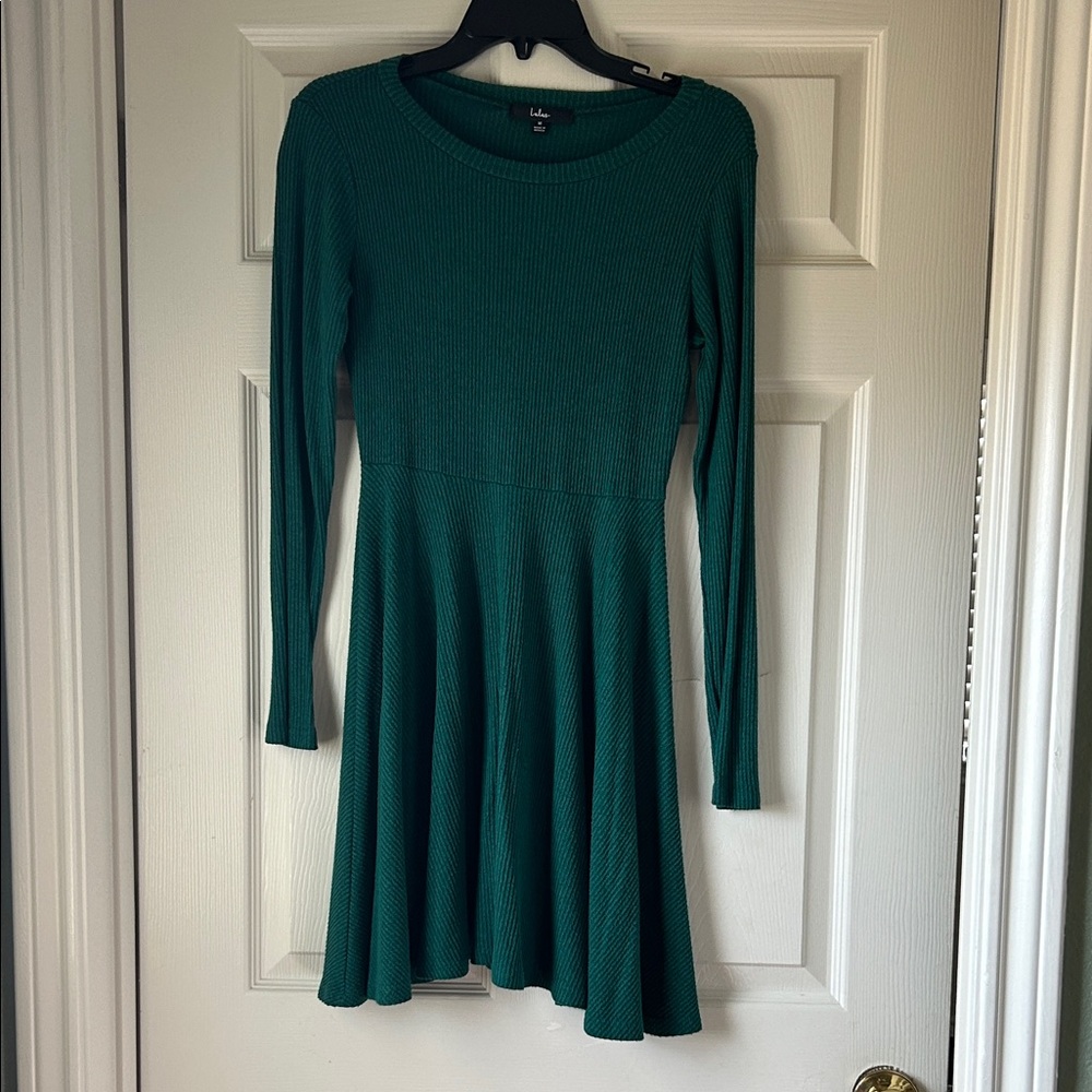 Lulu's Teal Long Sleeve Knit Dress